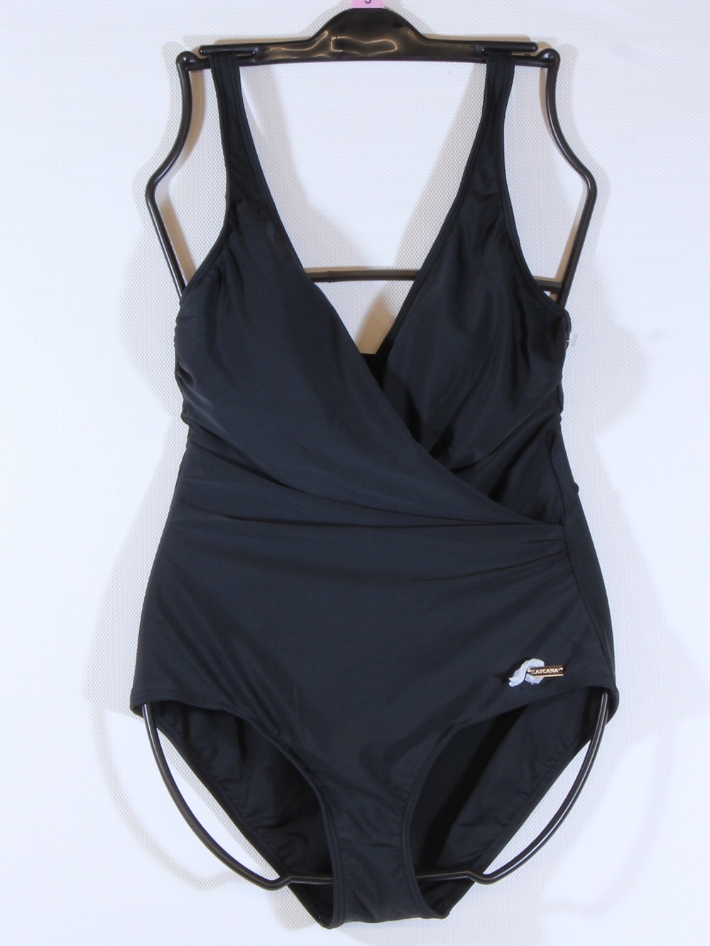 Lascana Black Womenβs Classic Wrap Front One-Piece Swimsuit NWOT